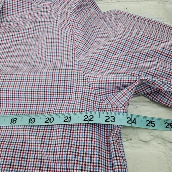 Tattersall London Shirt Men's 17 34/35‎ Red & Blue Plaid Check Button Up Dress - Picture 13 of 13